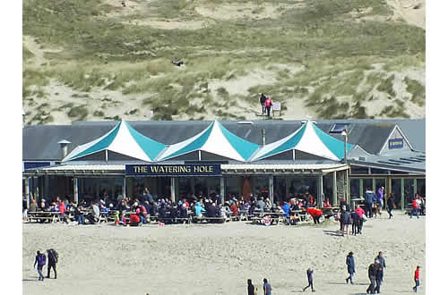 The Watering Hole on Perranporth beach, Cornwall